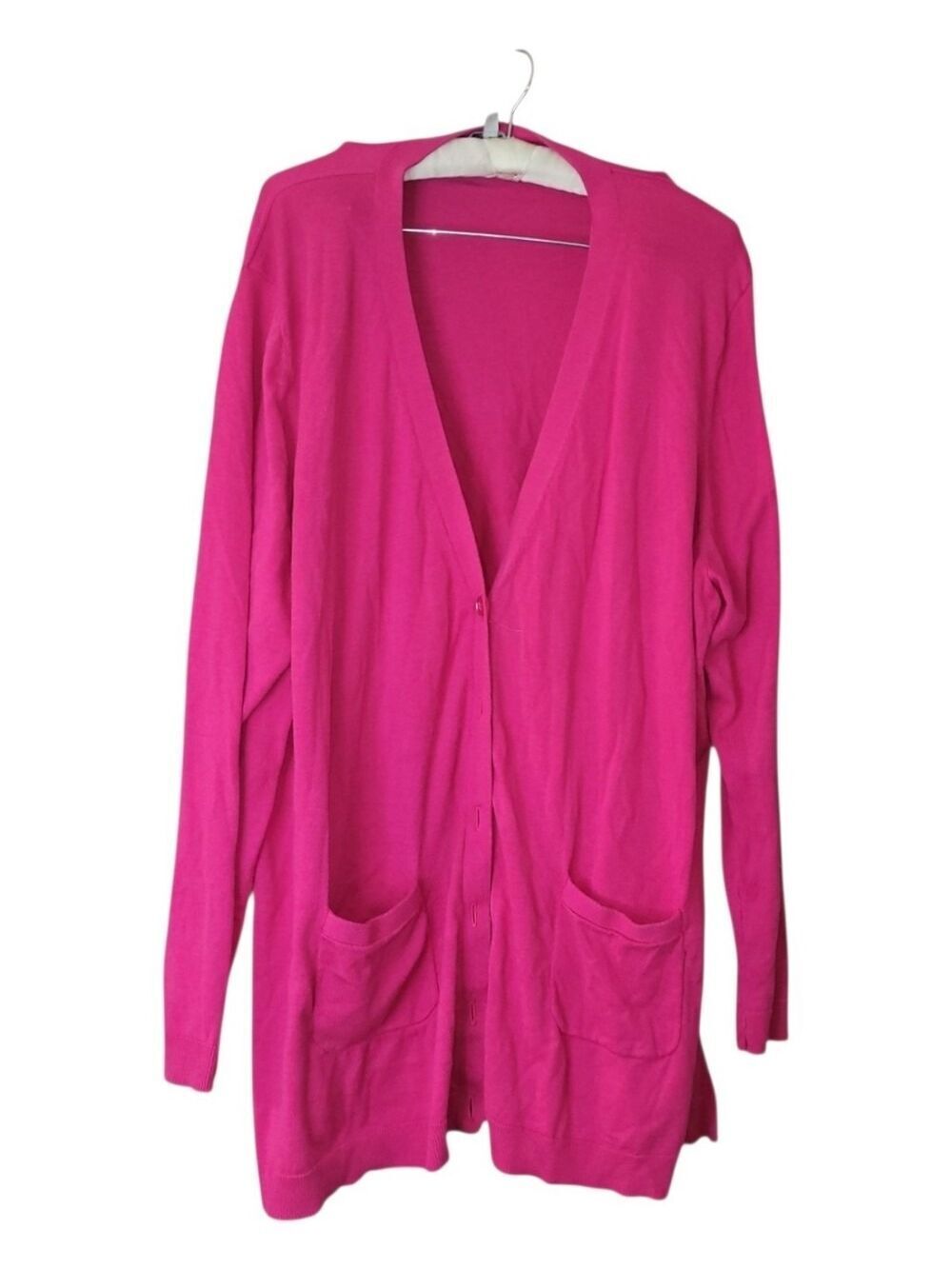 Talbots Hot Pink Button Front Cardigan With Pockets 3X